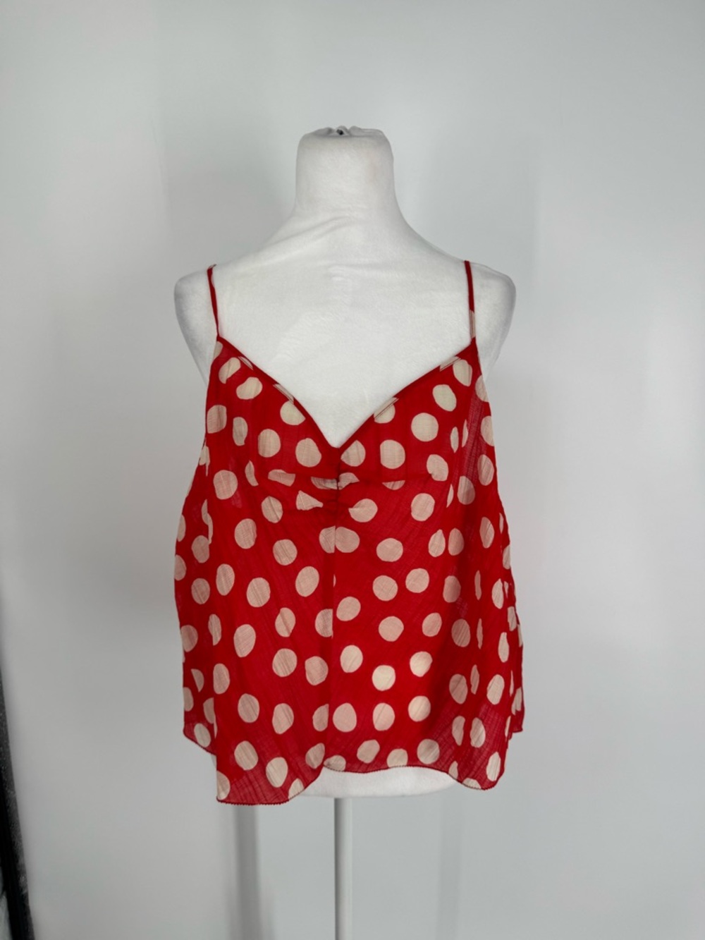 NWT J. Crew Red & White Polka Dot Cami Tank Cinched Swing Crop Womens Size XL - Picture 6 of 13